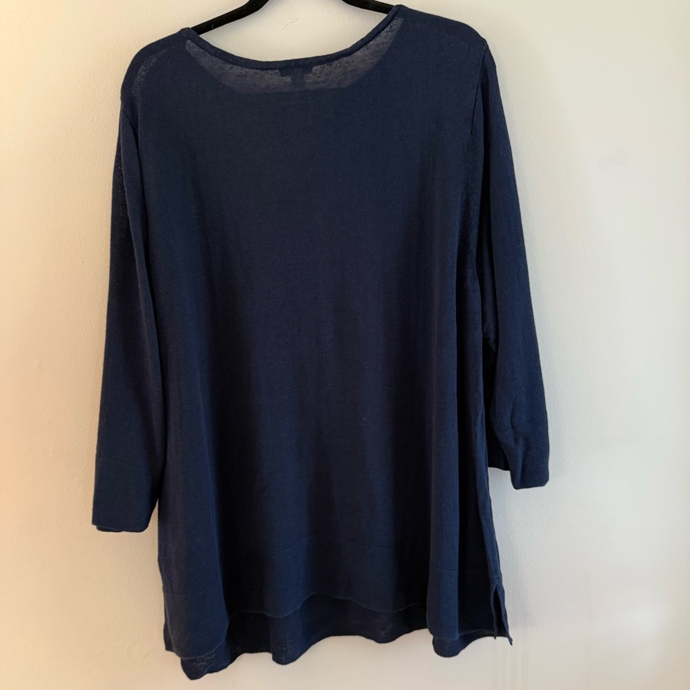 J Jill, lightweight linen sweater, navy blue, 3X - Picture 3 of 4